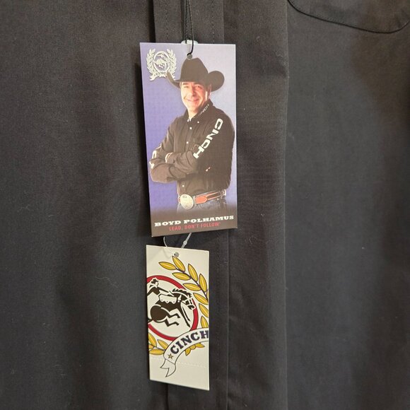 Cinch Western Shirt Men's Large Black Long Sleeve Button Up - Picture 4 of 8